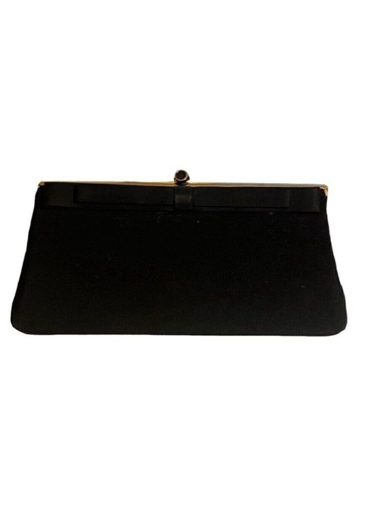 No Brand Handbags - HL USA formal evening event black tie clutch hold chain black bow